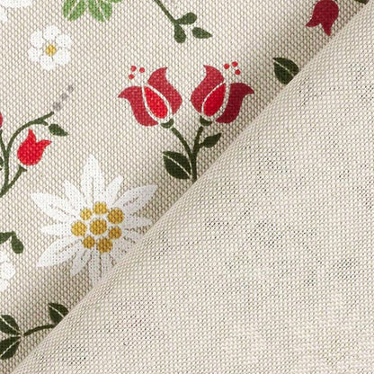 Edelweiss Floral Tablecloth, Linen Look Fabric, Handmade in UK