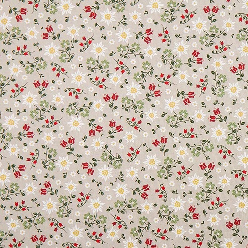 Edelweiss Floral Tablecloth, Linen Look Fabric, Handmade in UK