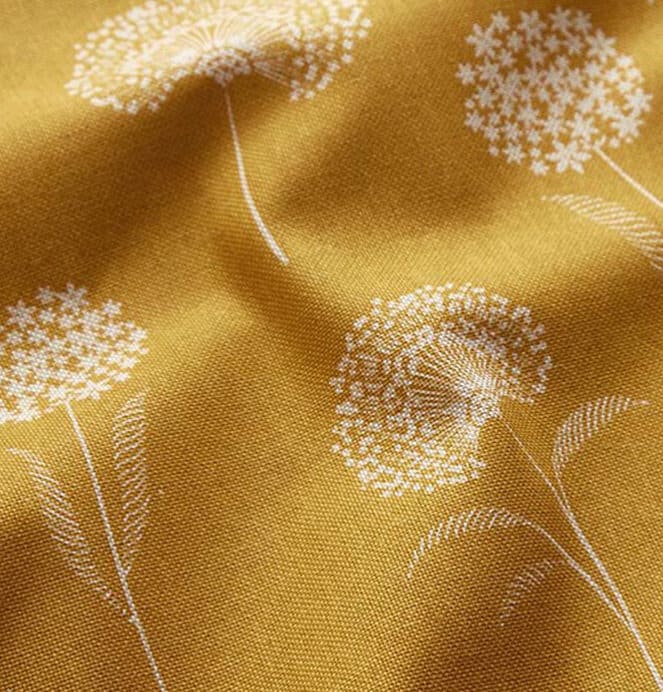 Dandelions Yellow Throw Pillow Cover: Floral Cotton Linen, Handmade in UK