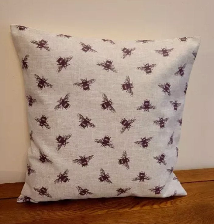 Bees Purple Cushion Cover , Bumblebee Buzzy Bees Cushion Cover , Throw Pillow , Scatter Cushions , Cushion Cover UK