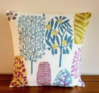 Tree Blossom Floral Cushion Cover, Heather Olive Purple Throw Pillow, Handmade UK