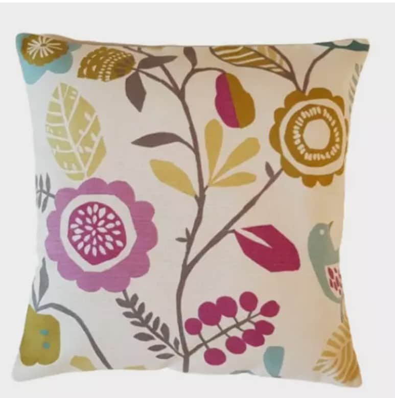 Scandi Birds Floral Cushion Cover , Heather Olive Purple Floral Cushion Cover , Throw Pillow , Scatter Cushions , Cushion Cover UK