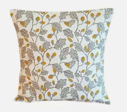 Acorn Trail Cushion Cover , Ochre Yellow Grey Cushion Cover , Throw Pillow , Scatter Cushions , Cushion Cover UK