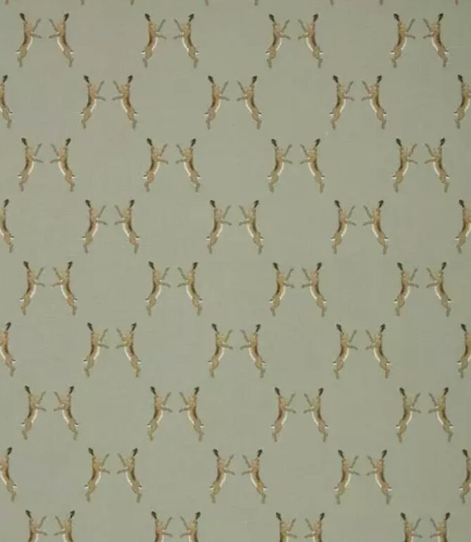 Sophie Allport Boxing Hares Cushion Cover: Green Cotton Throw Pillow