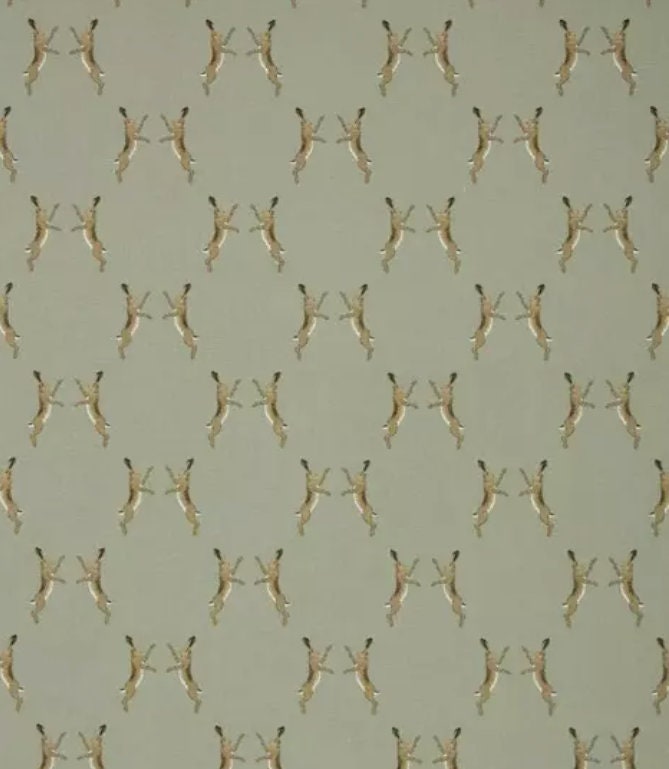 Sophie Allport Boxing Hares Cushion Cover: Green Cotton Throw Pillow