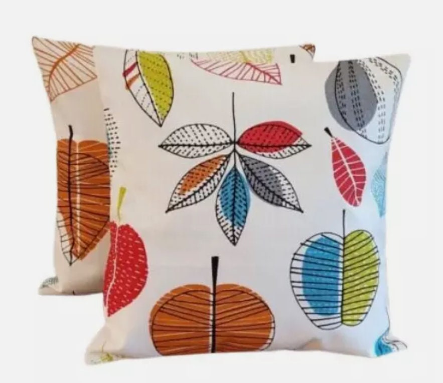Maple Leaf Apple Cushion Cover, Handmade Cotton Throw Pillow