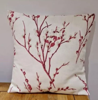 Laura Ashley Pussy Willow Floral Off White Cranberry Red Cushion Cover , Throw Pillow , Scatter Cushions , Cushion Cover UK