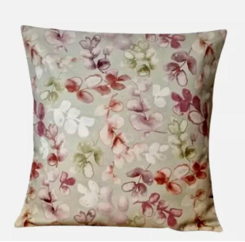 Eucalyptus Beige Red Cushion Cover , Honour Rosewood Floral Cushion Cover , Throw Pillow , Scatter Cushions , Cushion Cover UK