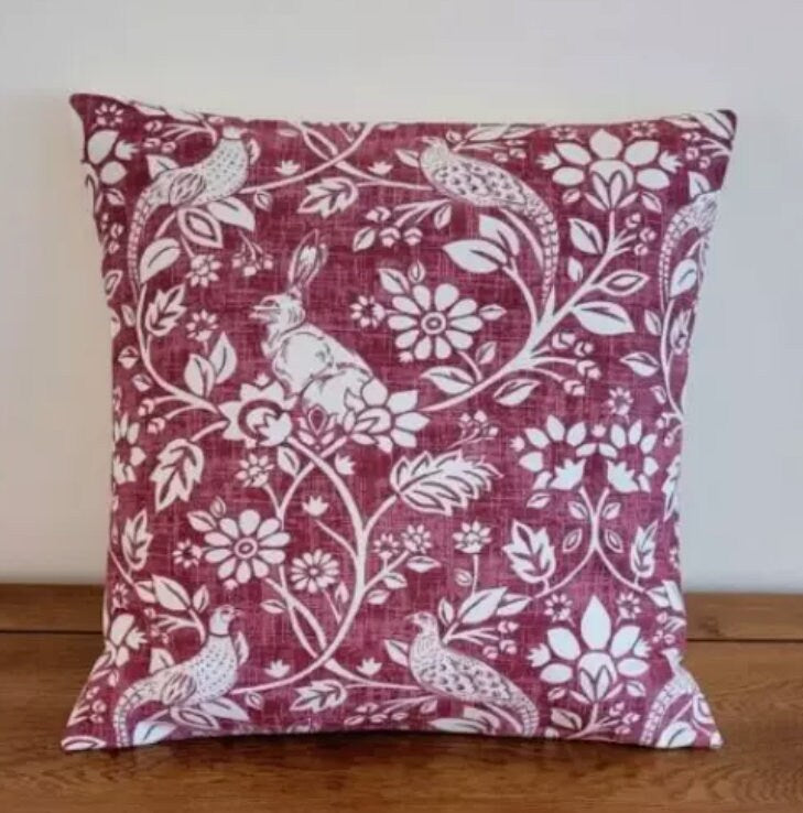 Heathland Rouge Red Cushion Cover , Hares And Game Pleasant Birds Cushion Cover , Throw Pillow , Scatter Cushions , Cushion Cover UK