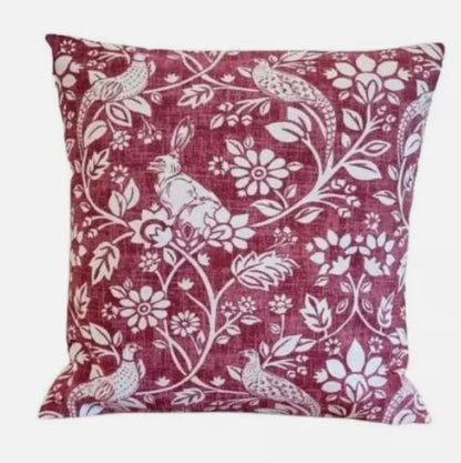 Heathland Rouge Red Cushion Cover , Hares And Game Pleasant Birds Cushion Cover , Throw Pillow , Scatter Cushions , Cushion Cover UK