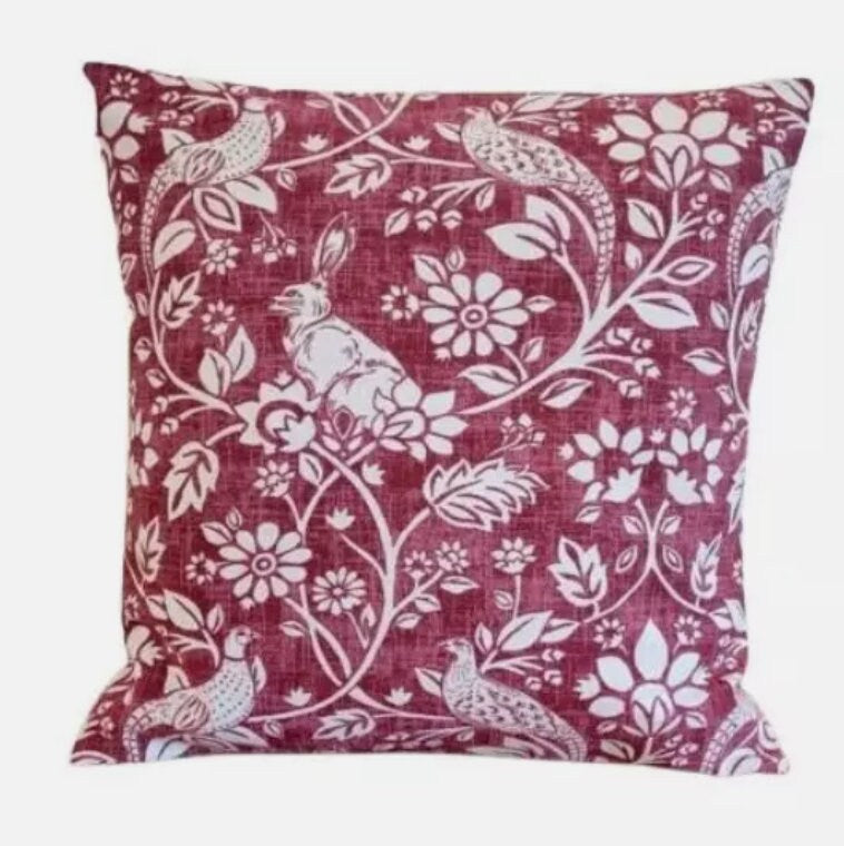 Heathland Rouge Red Cushion Cover , Hares And Game Pleasant Birds Cushion Cover , Throw Pillow , Scatter Cushions , Cushion Cover UK
