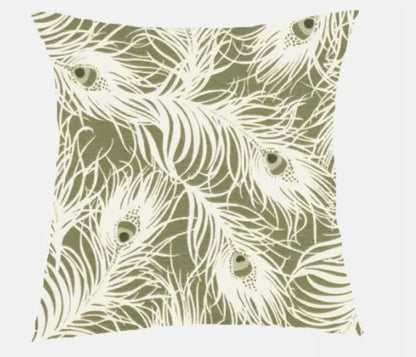 Harper Peacock Feather Willow Green Cushion Cover , Throw Pillow , Scatter Cushions , Cushion Cover UK