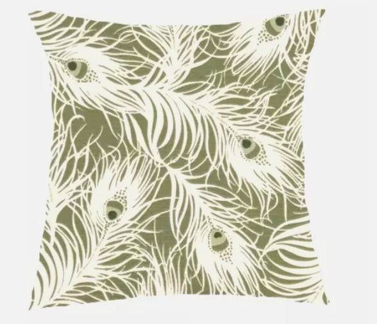 Harper Peacock Feather Willow Green Cushion Cover , Throw Pillow , Scatter Cushions , Cushion Cover UK