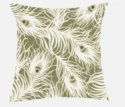 Harper Peacock Feather Willow Green Cushion Cover , Throw Pillow , Scatter Cushions , Cushion Cover UK