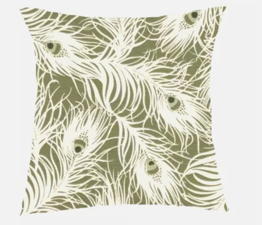 Harper Peacock Feather Willow Green Cushion Cover , Throw Pillow , Scatter Cushions , Cushion Cover UK