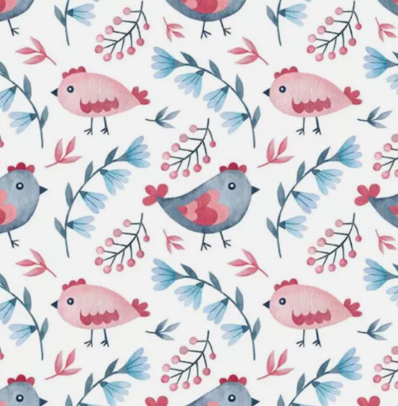 Folk Art Bird Throw Pillow Cover, Handmade Cotton Cushion