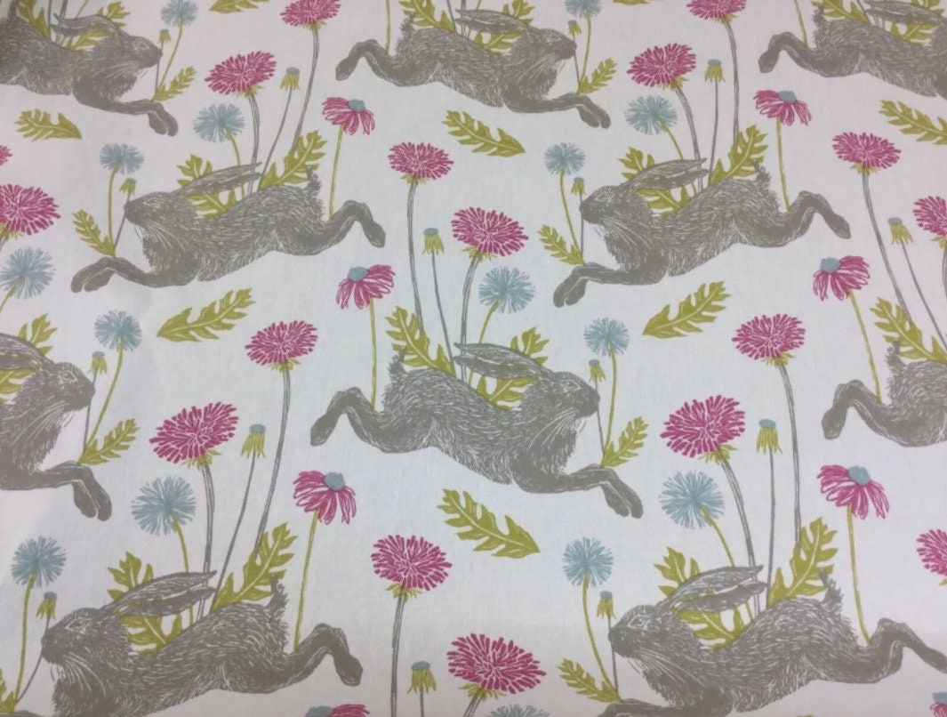 Hare Rabbit Cushion Cover , March Hare Summer Pink Cushion Cover , Easter Cushion Cover , Scatter Cushions , Cushion Cover UK