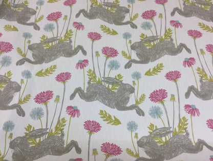 Hare Rabbit Cushion Cover , March Hare Summer Pink Cushion Cover , Easter Cushion Cover , Scatter Cushions , Cushion Cover UK