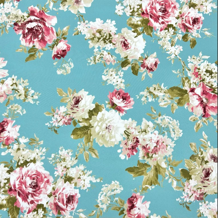 English Rose Duckegg Coated Tablecloth , Water Resistant Tablecloths , Outdoor Tablecloth , Round Oval Rectangle Tablecloth