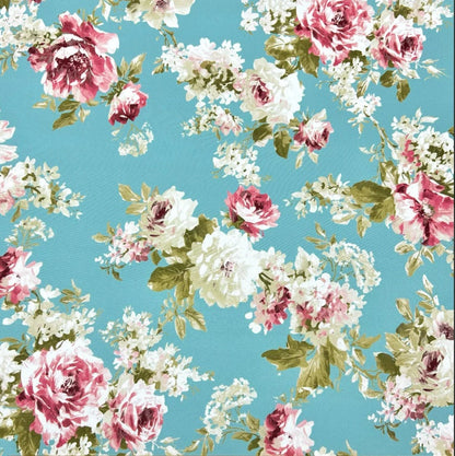 English Rose Duckegg Coated Tablecloth , Water Resistant Tablecloths , Outdoor Tablecloth , Round Oval Rectangle Tablecloth