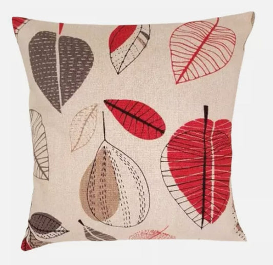 Maple Red Berry Apple Leaf Cushion Cover , Beige Red Cushion Cover , Throw Pillow , Scatter Cushions , Cushion Cover UK