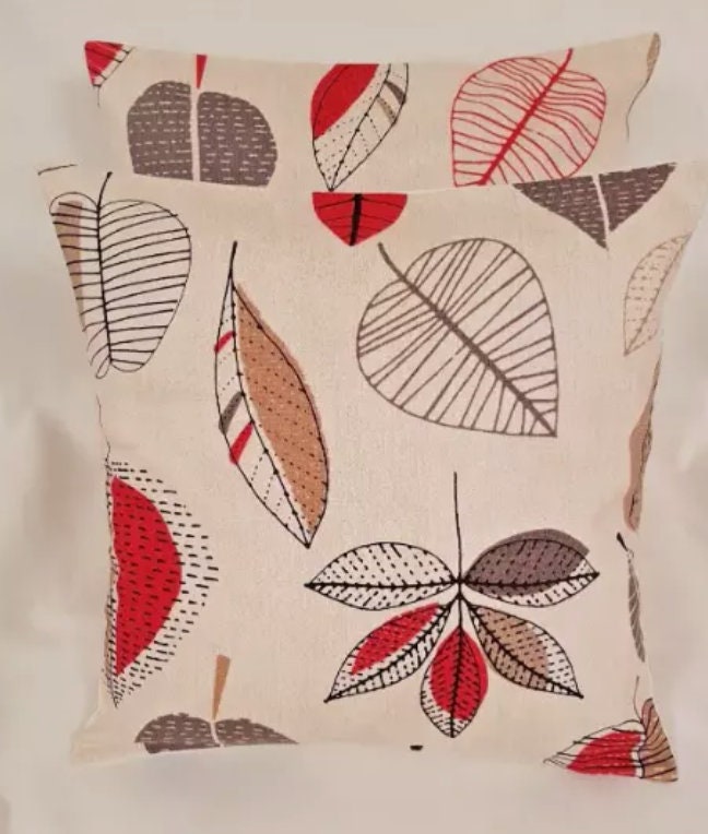 Maple Red Berry Apple Leaf Cushion Cover , Beige Red Cushion Cover , Throw Pillow , Scatter Cushions , Cushion Cover UK