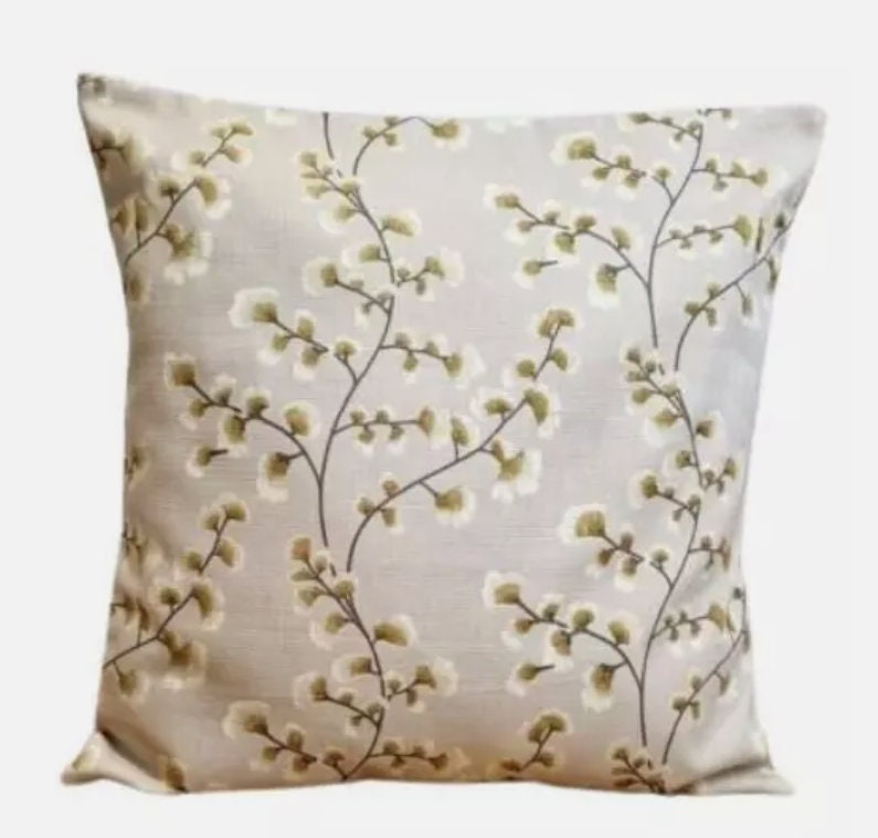 Haiku Blossom Floral Beige Gold Cushion Cover , Throw Pillow , Scatter Cushions , Cushion Cover UK