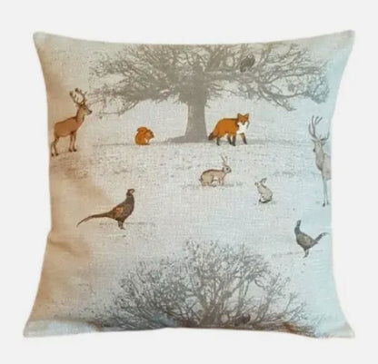 Tatton Autumn Wildlife Beige Cushion Cover , Stags Pillow Cover , Throw Pillow , Scatter Cushions , Cushion Cover UK