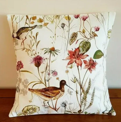 Floral Birds Cushion Cover , Wetland Auburn Birds Cushion Cover , Throw Pillow , Scatter Cushions , Cushion Cover UK