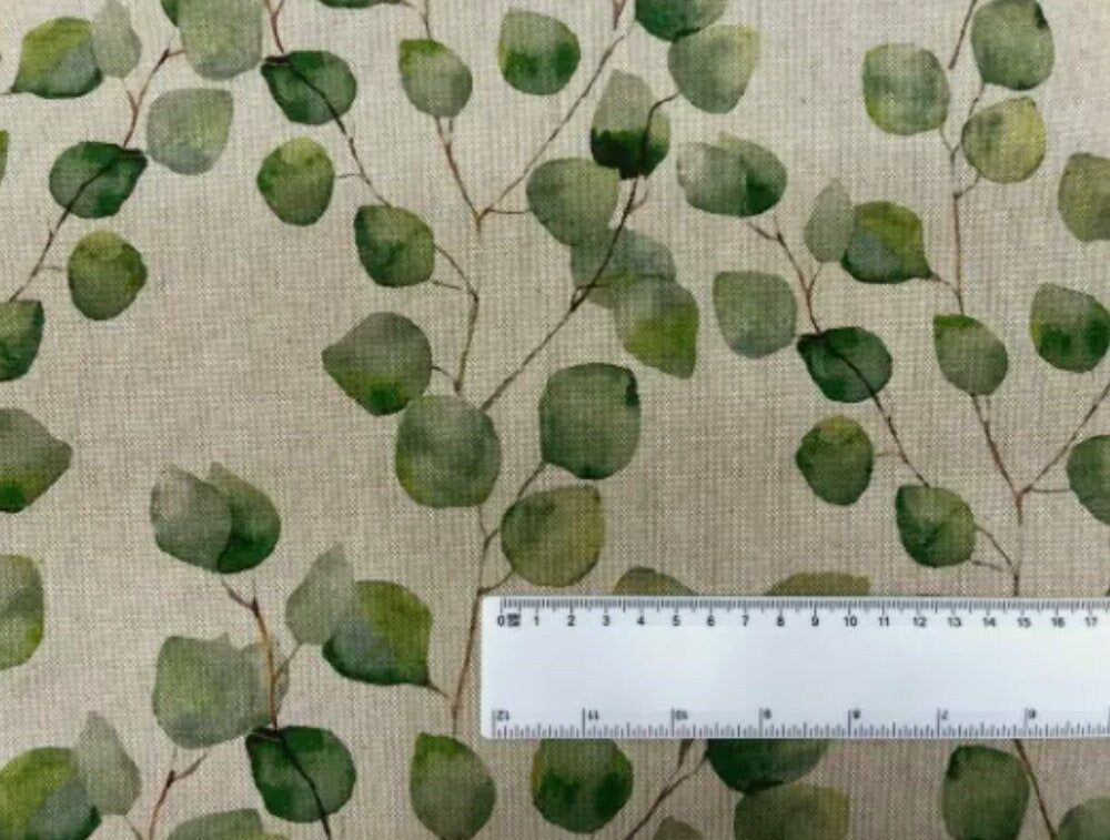 Eucalyptus & Money Tree Leaves Table Runner: Handmade Cotton