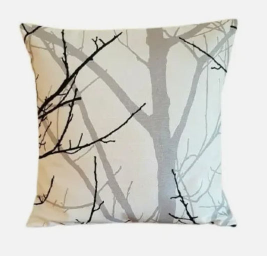 Willow Tree Graphite White Black Grey Cushion Cover , Throw Pillow , Scatter Cushions , Cushion Cover UK