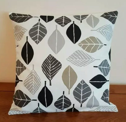 Fall Leaf Leaves Graphite Black White Cushion Cover , Throw Pillow , Scatter Cushions , Cushion Cover UK