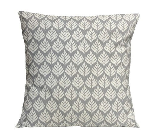 Elise Leaf Smoke Grey Cushion Cover , Leaves Grey Cushion Cover , Throw Pillow , Scatter Cushions , Cushion Cover UK