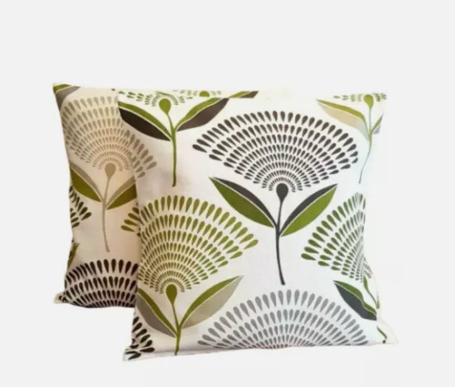 Dandelion Floral Cushion Cover , Lime Green Cushion Cover , Throw Pillow , Scatter Cushions , Cushion Cover UK