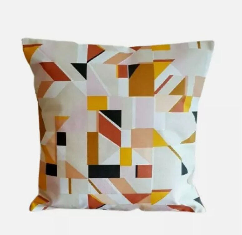 Geometric Cushion Cover , Orange Pink Abstract Cushion Cover , Throw Pillow , Scatter Cushions , Cushion Cover UK