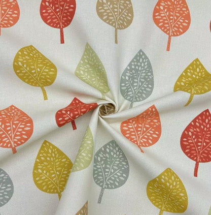 Symmetrical Leaf Leaves Burnt Orange Cushion Cover, Handmade Cotton Throw Pillow