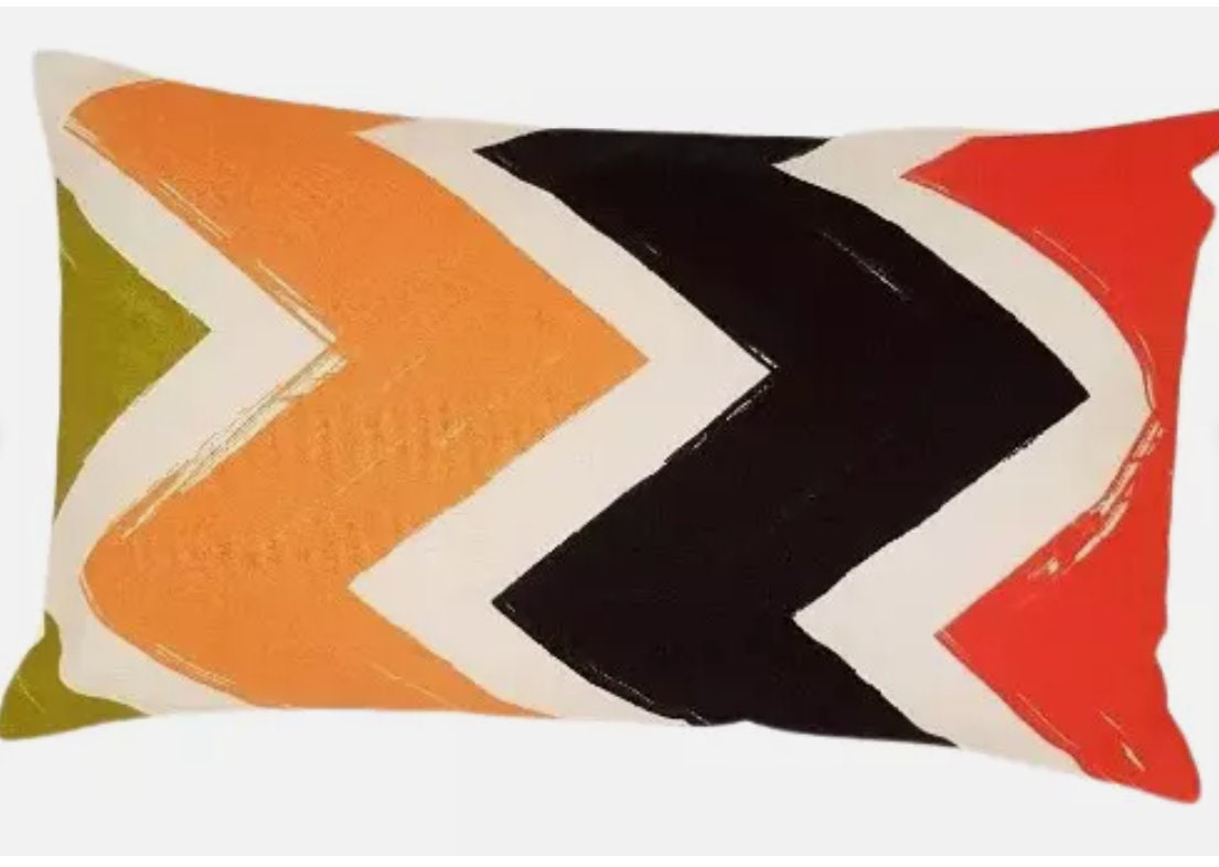 Zig Zag Geometric Cushion Cover , Red Black Orange Green Cushion Cover , Throw Pillow , Scatter Cushions , Cushion Cover UK