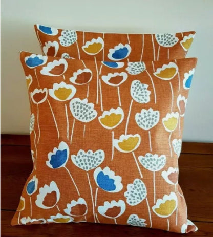 Scandi Floral Tulip Cushion Cover , Meeko Clara Mango Orange Cushion Cover , Throw Pillow , Scatter Cushions , Cushion Cover UK