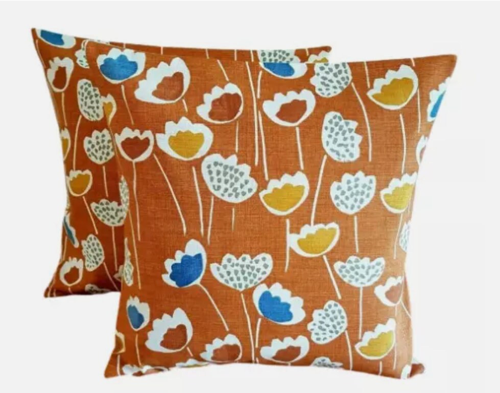 Scandi Floral Tulip Cushion Cover , Meeko Clara Mango Orange Cushion Cover , Throw Pillow , Scatter Cushions , Cushion Cover UK
