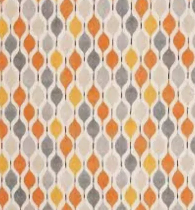 Geometric Orange Cushion Cover , Cotton Throw Pillow , Handmade UK