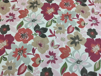 Round Floral Wildflower Tablecloth, Pomegranate Red, Handmade UK