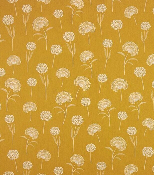 Dandelions Yellow Throw Pillow Cover: Floral Cotton Linen, Handmade in UK