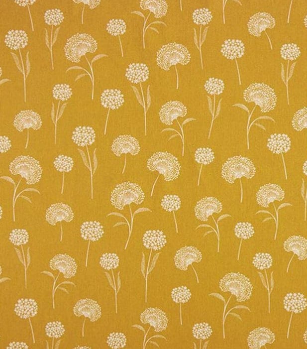 Dandelions Yellow Throw Pillow Cover: Floral Cotton Linen, Handmade in UK