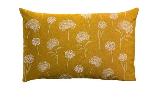 Dandelions Yellow Throw Pillow Cover: Floral Cotton Linen, Handmade in UK