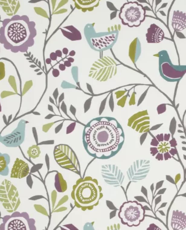 Scandi Birds Floral Cushion Cover , Heather Olive Purple Floral Cushion Cover , Throw Pillow , Scatter Cushions , Cushion Cover UK