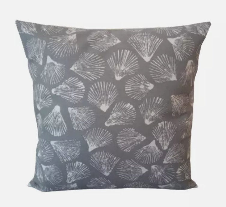 Seashells Cushion Cover , Sandbank Seashells Shale Grey Cushion Cover , Throw Pillow , Scatter Cushions , Cushion Cover UK