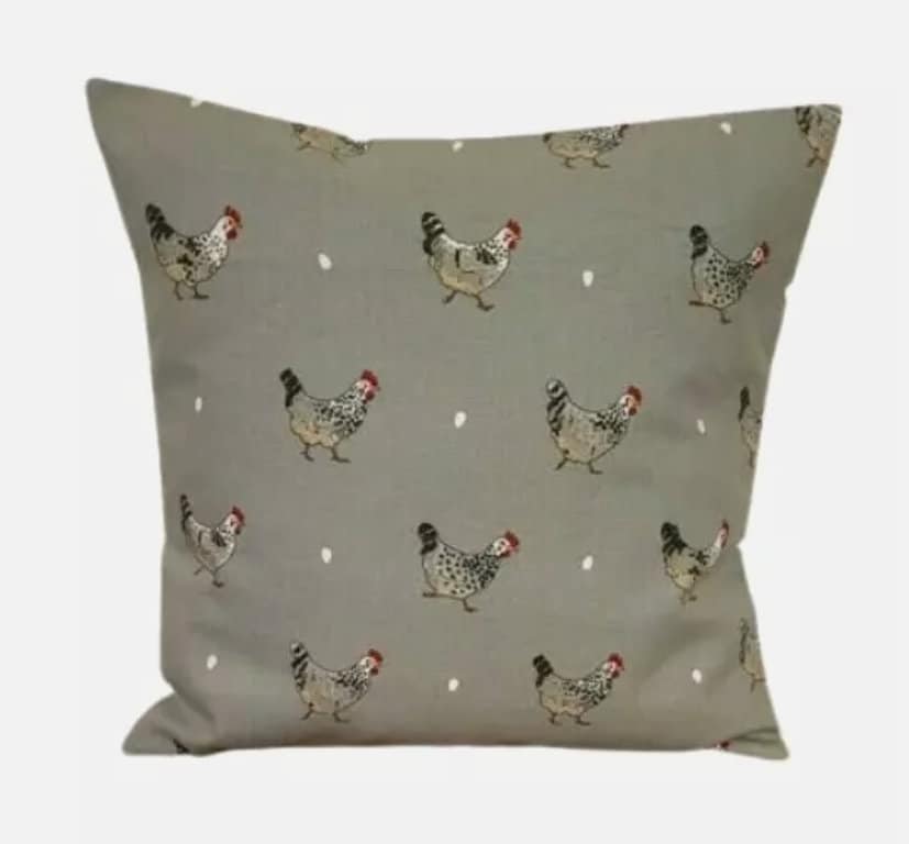 Sophie Allport Chicken Print Cushion Cover, Handmade Cotton Throw Pillow
