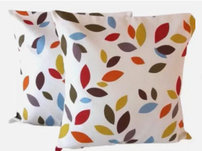 Scattered Leaves Cushion Cover, Handmade Cotton Throw Pillow
