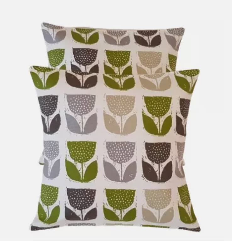 Tulip Floral Cushion Cover , Scandi Floral Green Lime Grey Cushion Cover , Throw Pillow , Scatter Cushions , Cushion Cover UK