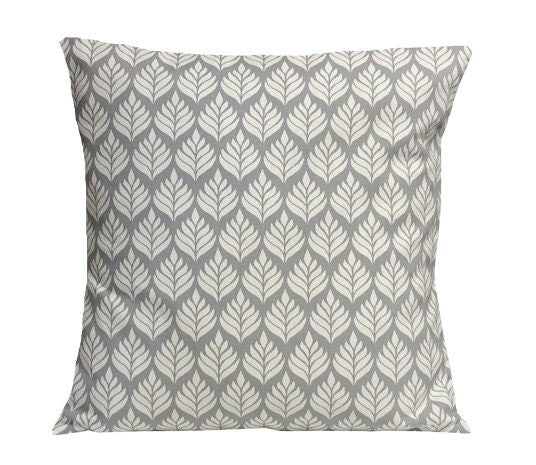 Elise Leaf Smoke Grey Cushion Cover , Leaves Grey Cushion Cover , Throw Pillow , Scatter Cushions , Cushion Cover UK
